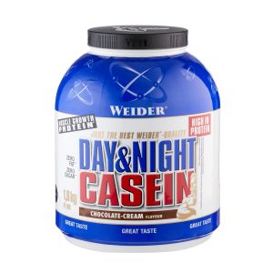 Weider Day & Night Casein, protein u prahu okus čokolada-krema, 1,8 kg pakiranje, visoki sadržaj proteina.