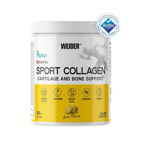 Weider Sport Collagen – dodatak prehrani za podršku zglobovima i kostima s Peptan® kolagenom, hijaluronskom kiselinom, glukozaminom i magnezijem.