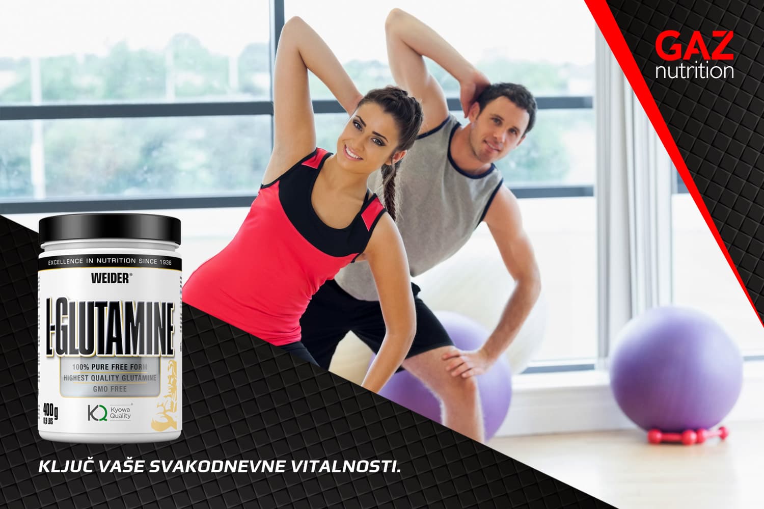 Weider L-Glutamine Powder 400g - par trenira pilates vježbe uz 100% čisti L-glutamin za vitalnost