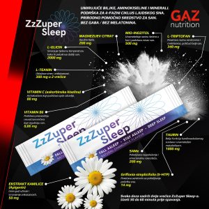 ZzZuper Sleep – detaljan prikaz sastojaka i njihovih benefita za poboljšanje sna.