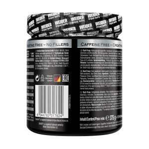 Weider Rush Pump pre-workout formula od 375g bez kofeina i kreatina, s okusom kisele višnje za bolju prokrvljenost mišića i intenzivnije treninge