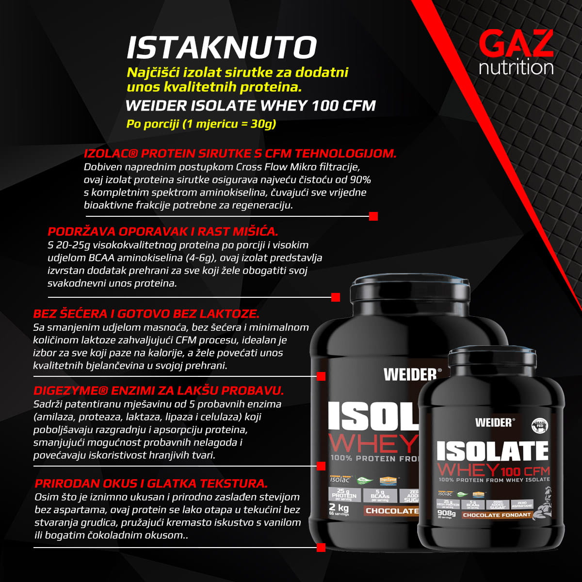 Weider Isolate Whey 100 CFM | izolat sirutke | GAZ Nutrition