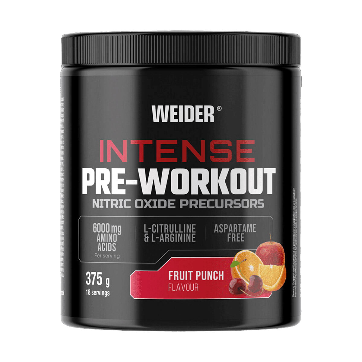 Weider Intense Pre-Workout Fruit Punch, praškasti pre-workout s L-citrulinom i L-argininom, 375 g