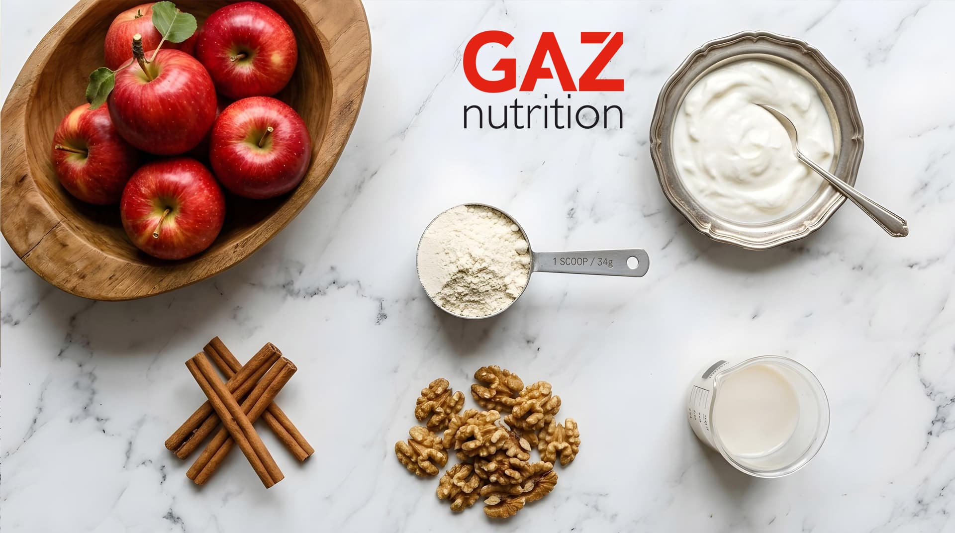 Sastojci za punjene pečene jabuke s kazeinskom kremom