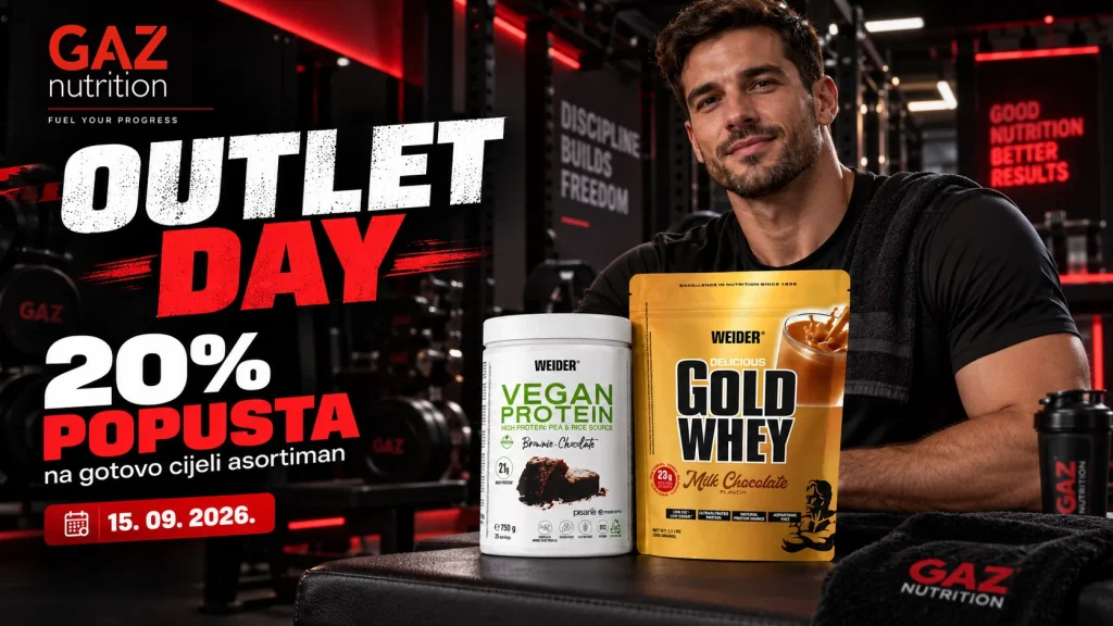 GAZ Nutrition Outlet Day 15.09.2026. – 20 % popusta na gotovo cijeli asortiman