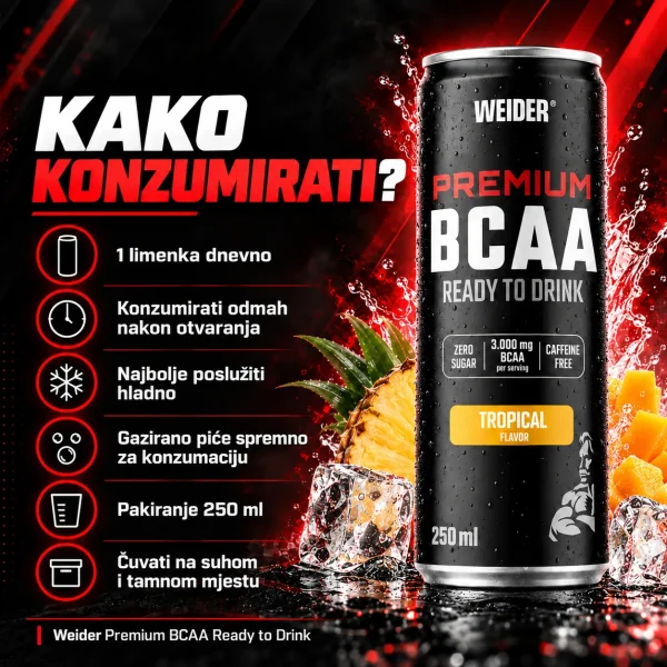Weider Premium BCAA Ready to Drink 250 ml – kako konzumirati BCAA napitak
