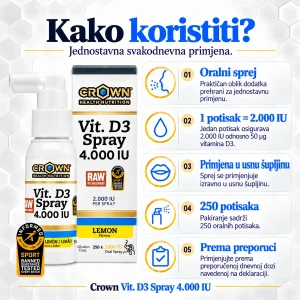 Crown Health Nutrition Vit D3 Spray 4000 IU RAW - Slika 4
