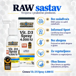 Crown Health Nutrition Vit D3 Spray 4000 IU RAW - Slika 5