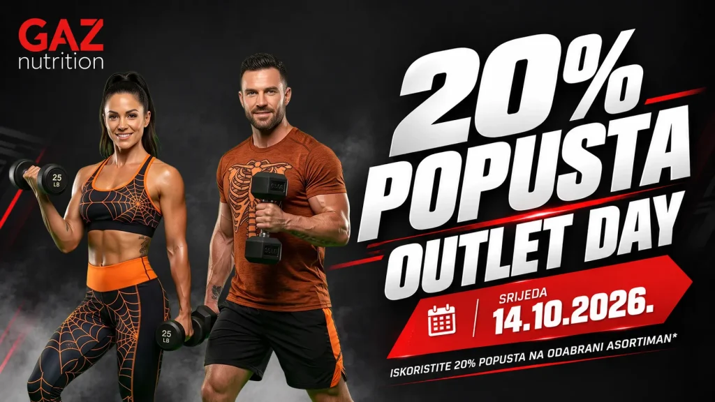 GAZ Nutrition OUTLET DAY 14.10.2026. – 20 % popusta na gotovo cijeli asortiman